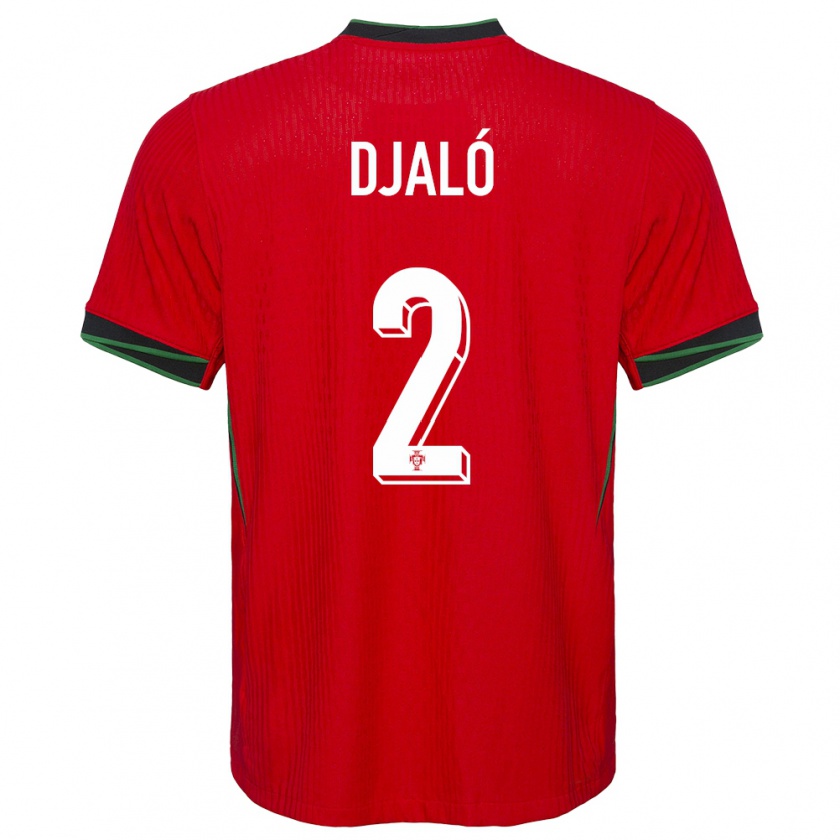 Kandiny Hombre Camiseta Portugal Tiago Djalo #2 Rojo 1ª Equipación 24-26 La Camisa Chile