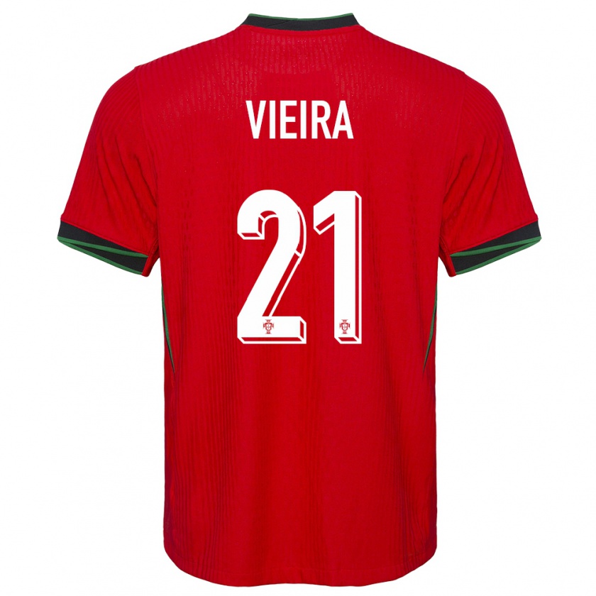 Kandiny Hombre Camiseta Portugal Fabio Vieira #21 Rojo 1ª Equipación 24-26 La Camisa Chile
