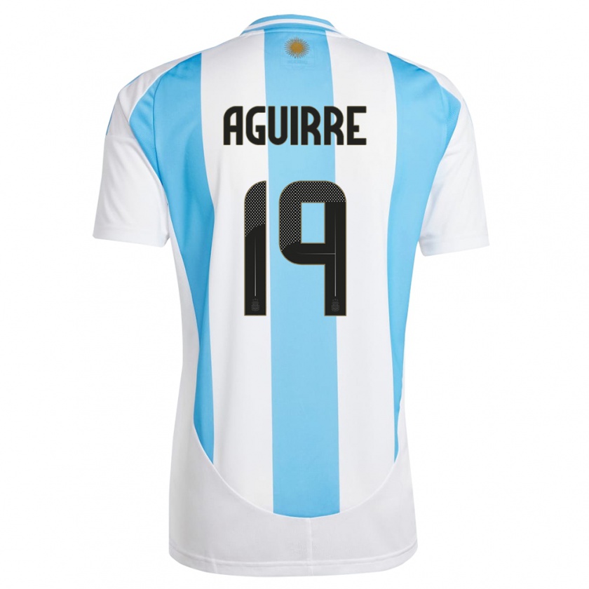 Kandiny Hombre Camiseta Argentina Brian Aguirre #19 Blanco Azul 1ª Equipación 24-26 La Camisa Chile