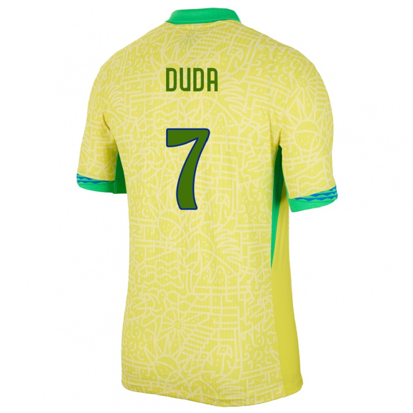 Kandiny Hombre Camiseta Brasil Duda Francelino #7 Amarillo 1ª Equipación 24-26 La Camisa Chile