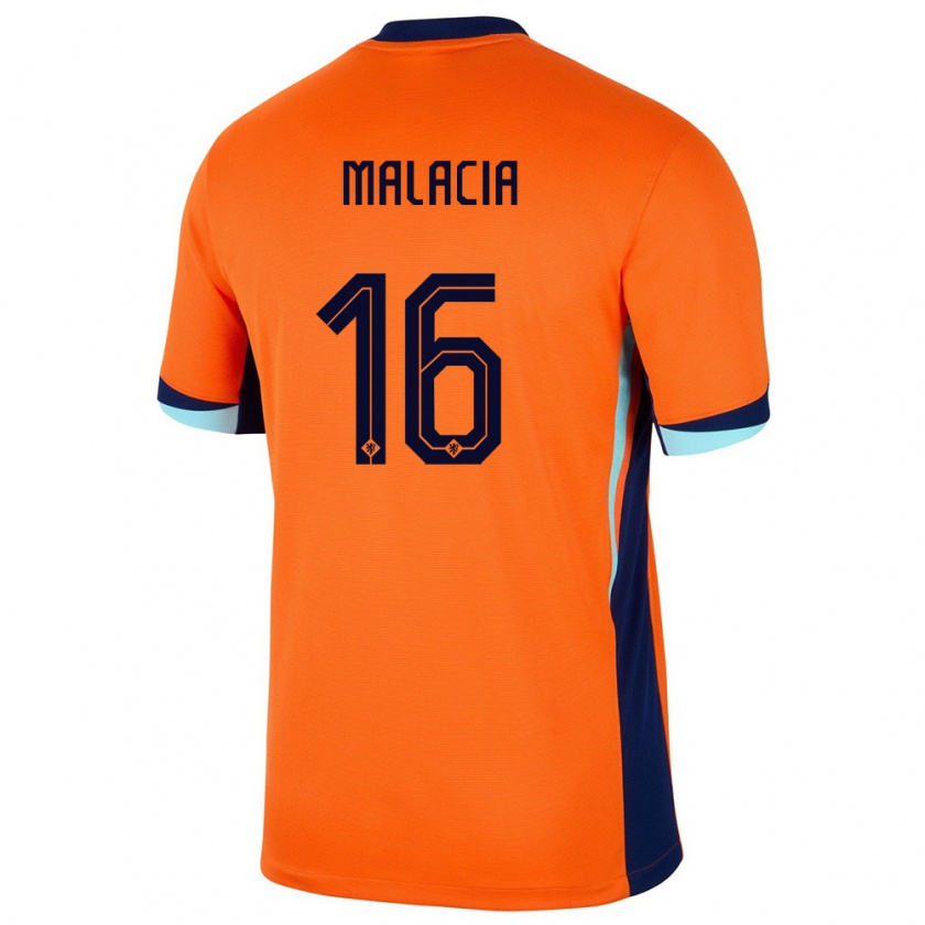 Kandiny Hombre Camiseta Países Bajos Tyrell Malacia #16 Naranja 1ª Equipación 24-26 La Camisa Chile