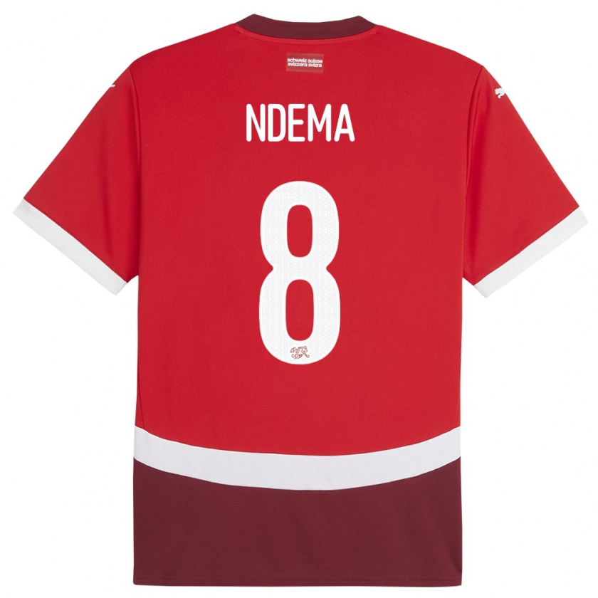 Kandiny Hombre Camiseta Suiza Lois Ndema #8 Rojo 1ª Equipación 24-26 La Camisa Chile