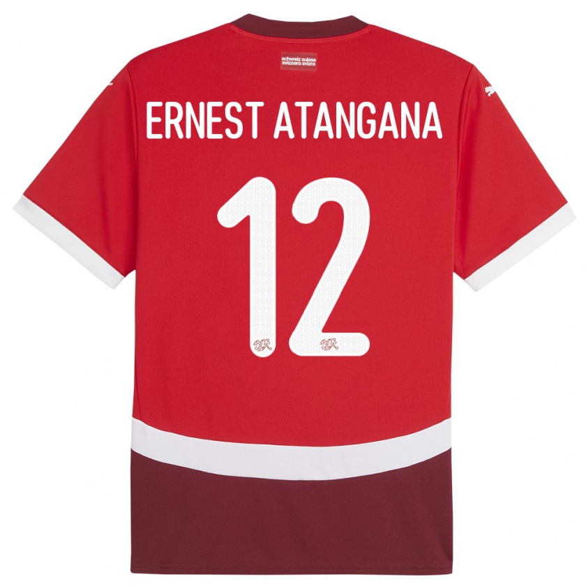 Kandiny Hombre Camiseta Suiza Brian Ernest Atangana #12 Rojo 1ª Equipación 24-26 La Camisa Chile