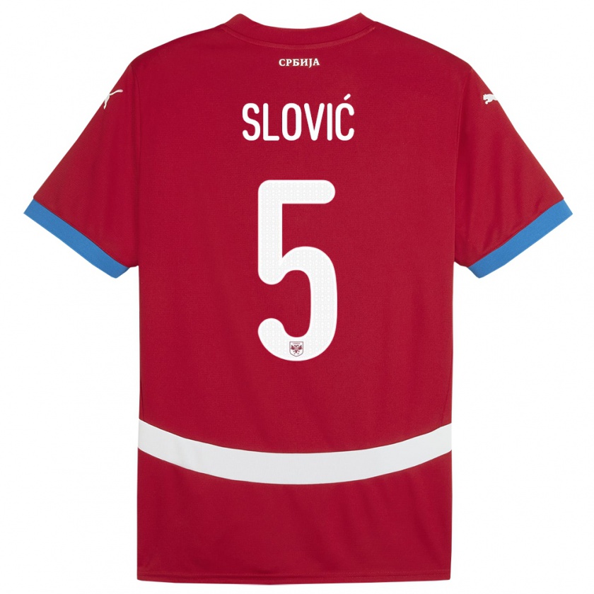 Kandiny Hombre Camiseta Serbia Violeta Slovic #5 Rojo 1ª Equipación 24-26 La Camisa Chile