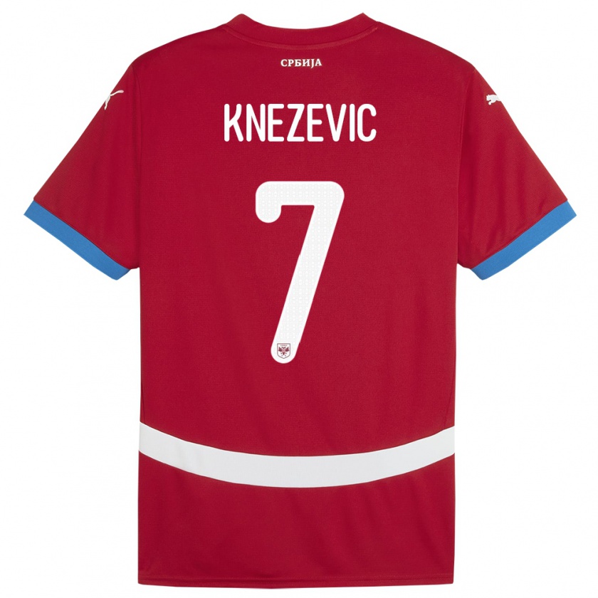 Kandiny Hombre Camiseta Serbia Nikola Knezevic #7 Rojo 1ª Equipación 24-26 La Camisa Chile