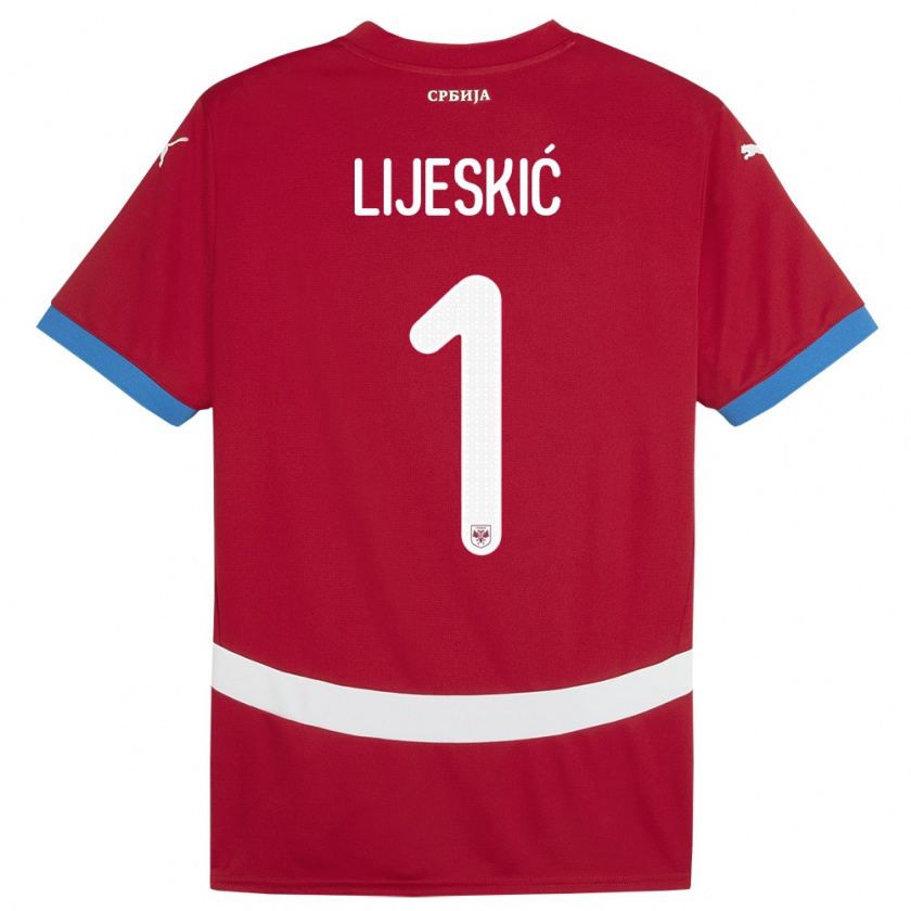 Kandiny Hombre Camiseta Serbia Luka Lijeskic #1 Rojo 1ª Equipación 24-26 La Camisa Chile