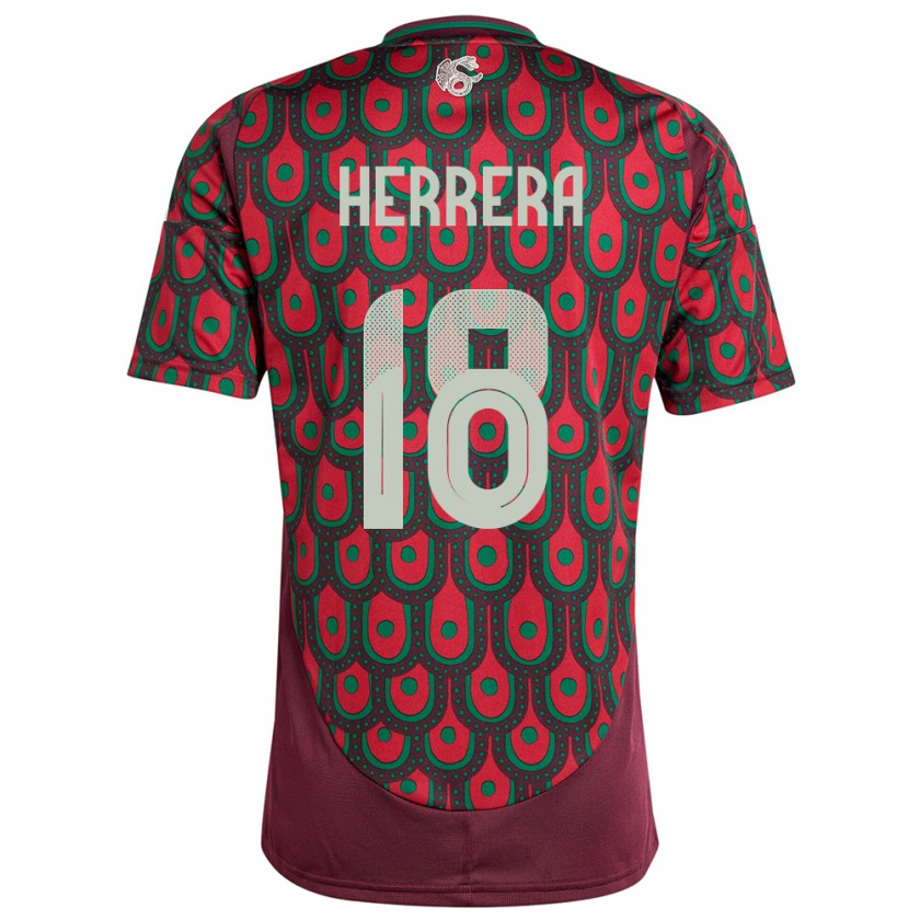 Kandiny Hombre Camiseta México Ozziel Herrera #18 Granate 1ª Equipación 24-26 La Camisa Chile