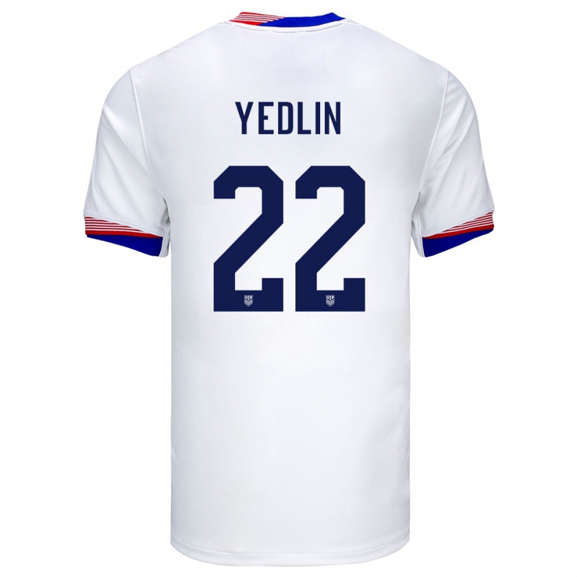 Kandiny Hombre Camiseta Estados Unidos Deandre Yedlin #22 Blanco 1ª Equipación 24-26 La Camisa Chile