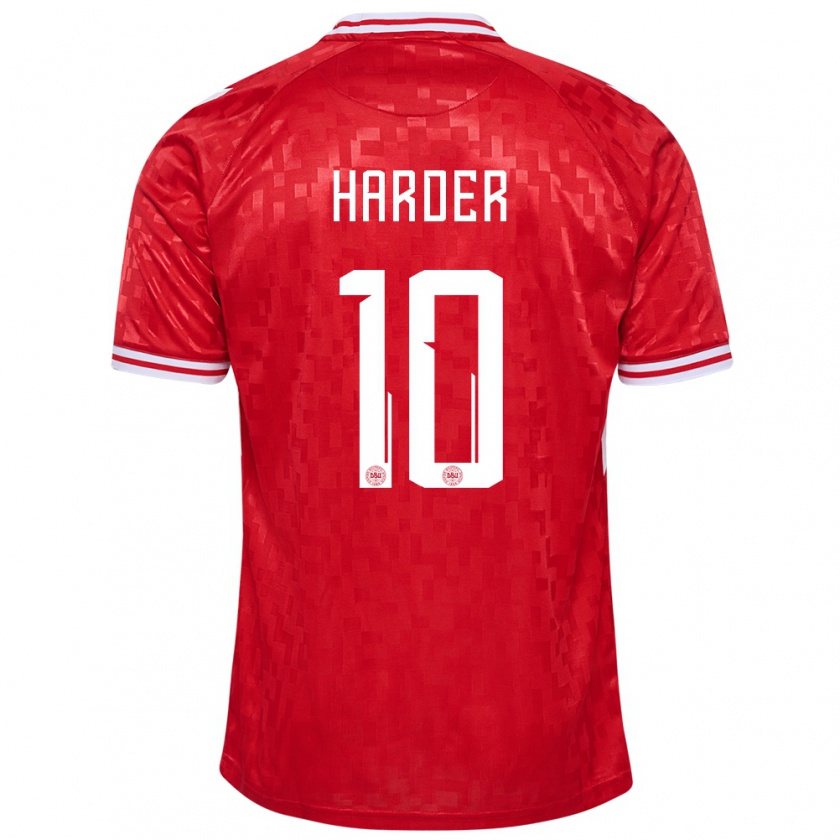 Kandiny Hombre Camiseta Dinamarca Pernille Harder #10 Rojo 1ª Equipación 24-26 La Camisa Chile
