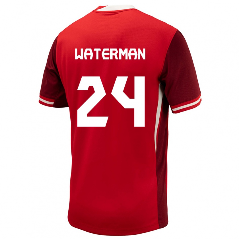 Kandiny Hombre Camiseta Canadá Joel Waterman #24 Rojo 1ª Equipación 24-26 La Camisa Chile