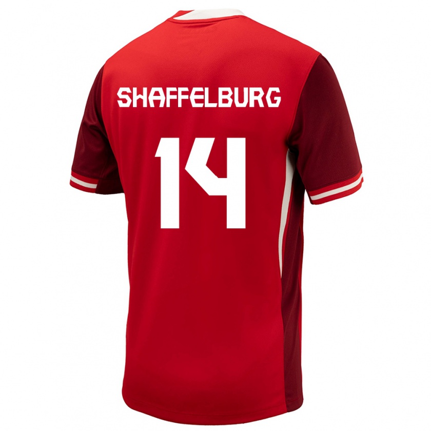 Kandiny Hombre Camiseta Canadá Jacob Shaffelburg #14 Rojo 1ª Equipación 24-26 La Camisa Chile