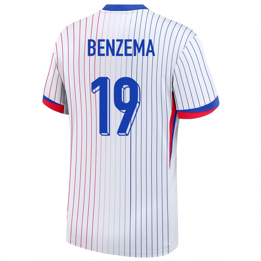 Kandiny Hombre Camiseta Francia Karim Benzema #19 Blanco 2ª Equipación 24-26 La Camisa Chile