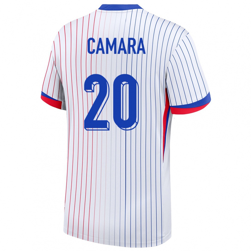 Kandiny Hombre Camiseta Francia Ousmane Camara #20 Blanco 2ª Equipación 24-26 La Camisa Chile