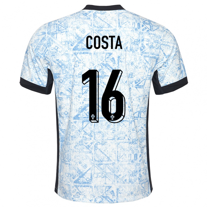 Kandiny Hombre Camiseta Portugal David Costa #16 Crema Azul 2ª Equipación 24-26 La Camisa Chile