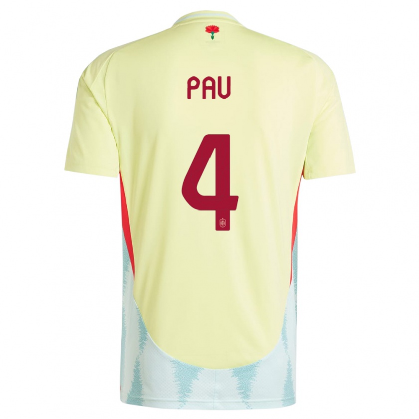 Kandiny Hombre Camiseta España Pau Torres #4 Amarillo 2ª Equipación 24-26 La Camisa Chile