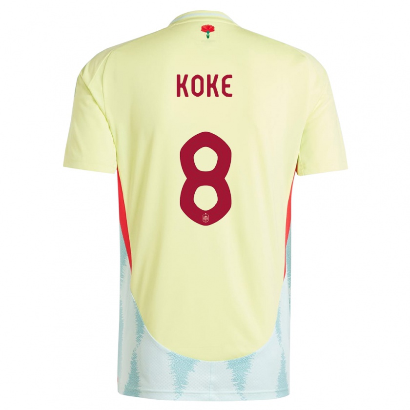 Kandiny Hombre Camiseta España Koke #8 Amarillo 2ª Equipación 24-26 La Camisa Chile