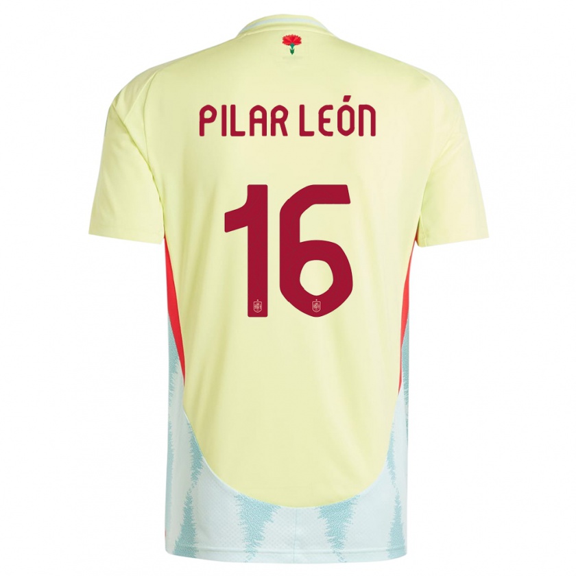 Kandiny Hombre Camiseta España Maria Pilar Leon #16 Amarillo 2ª Equipación 24-26 La Camisa Chile