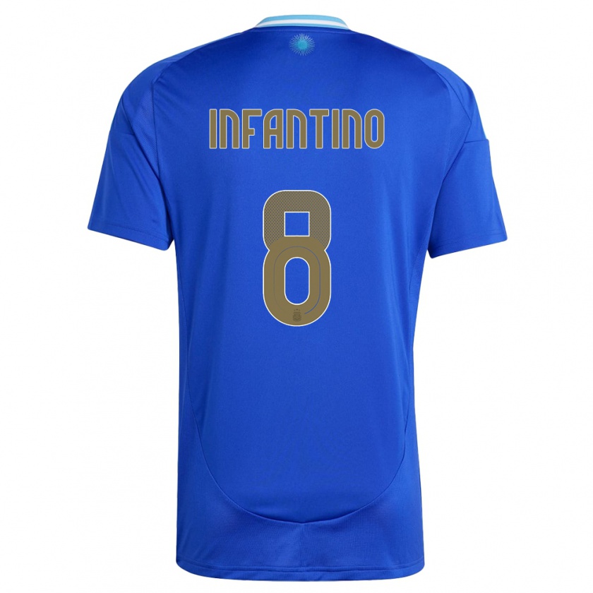 Kandiny Hombre Camiseta Argentina Gino Infantino #8 Azul 2ª Equipación 24-26 La Camisa Chile