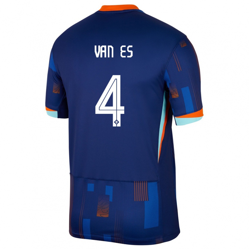 Kandiny Hombre Camiseta Países Bajos Kika Van Es #4 Azul 2ª Equipación 24-26 La Camisa Chile