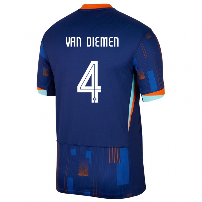 Kandiny Hombre Camiseta Países Bajos Samantha Van Diemen #4 Azul 2ª Equipación 24-26 La Camisa Chile