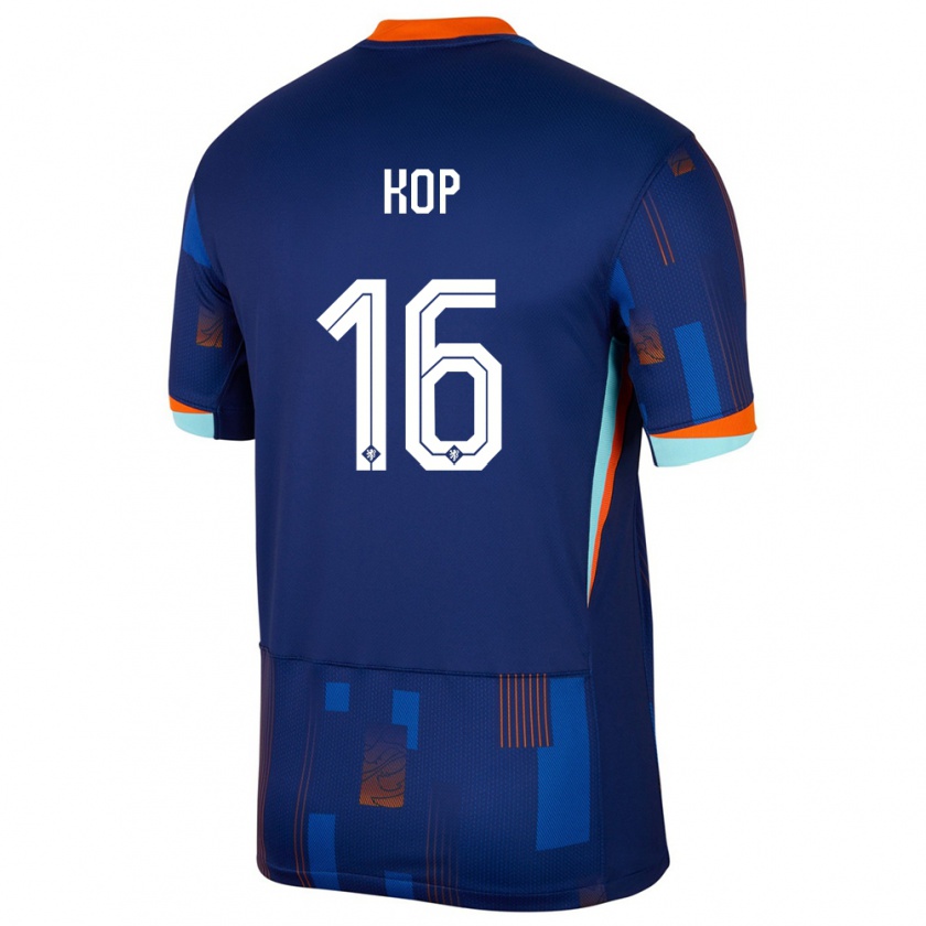 Kandiny Hombre Camiseta Países Bajos Lize Kop #16 Azul 2ª Equipación 24-26 La Camisa Chile