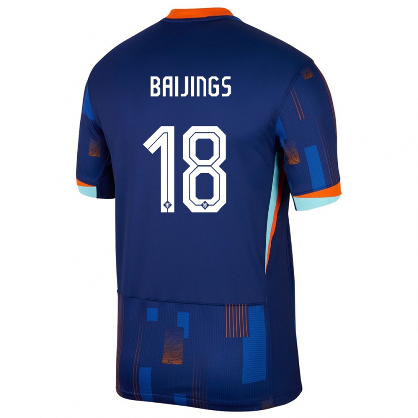 Kandiny Hombre Camiseta Países Bajos Jill Baijings #18 Azul 2ª Equipación 24-26 La Camisa Chile