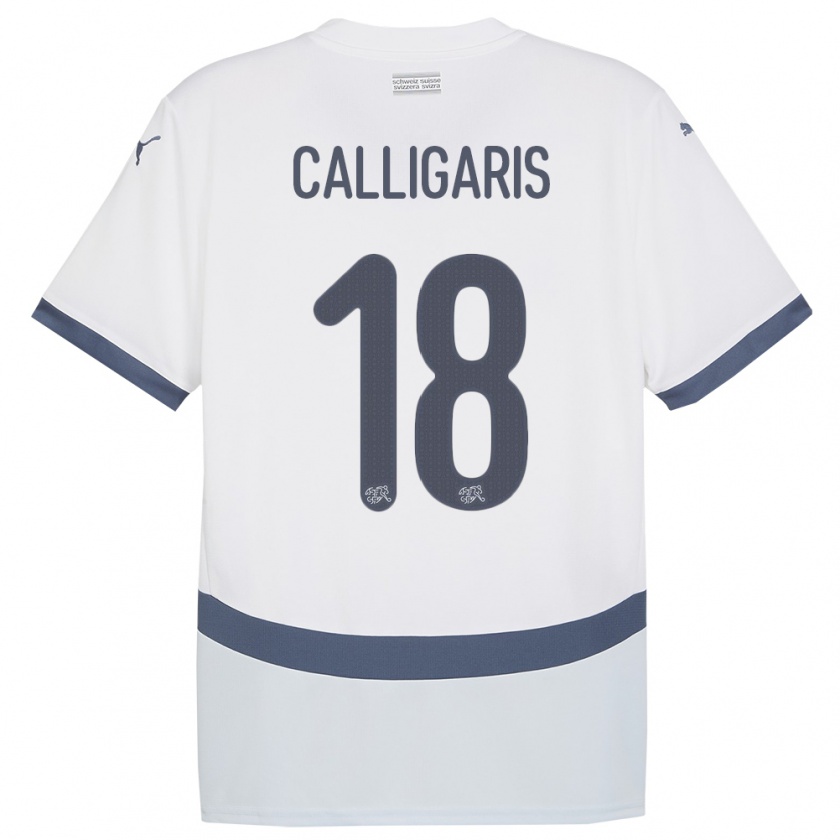 Kandiny Hombre Camiseta Suiza Viola Calligaris #18 Blanco 2ª Equipación 24-26 La Camisa Chile