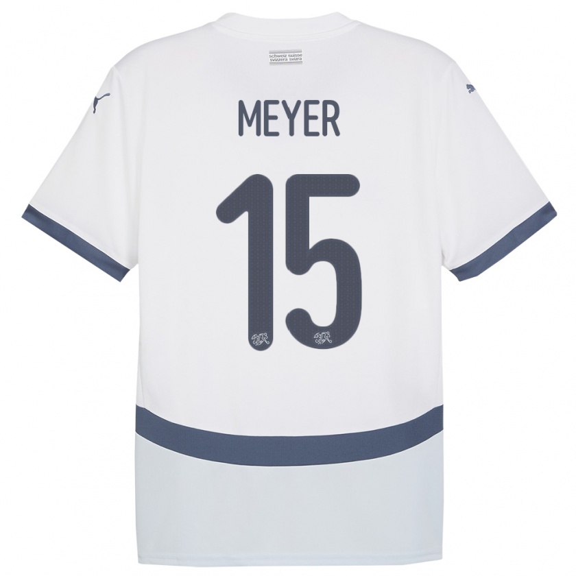 Kandiny Hombre Camiseta Suiza Leny Meyer #15 Blanco 2ª Equipación 24-26 La Camisa Chile