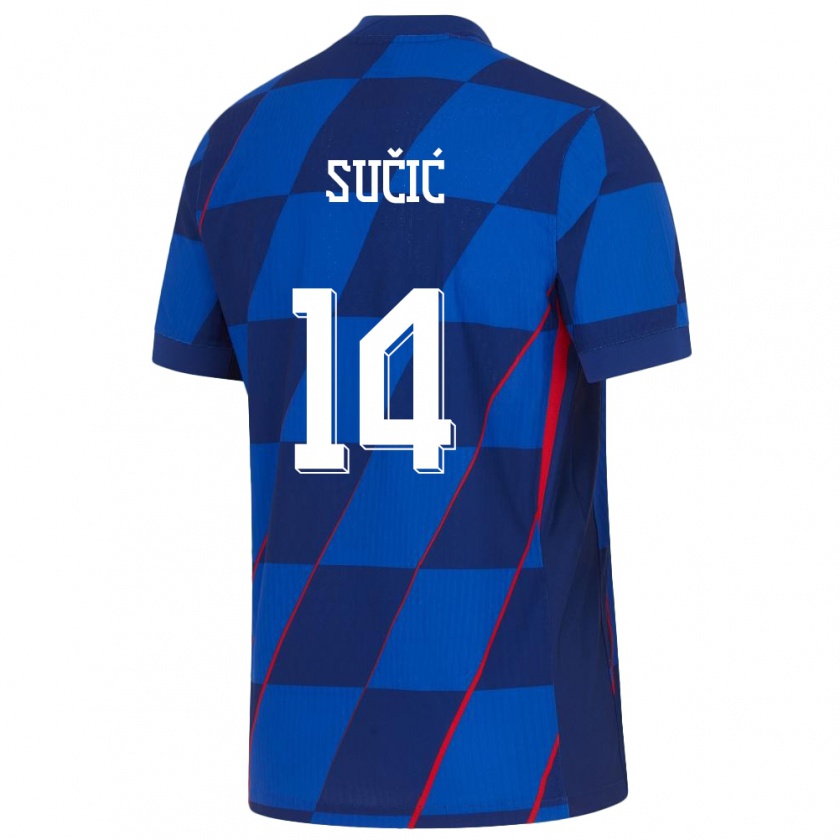 Kandiny Hombre Camiseta Croacia Luka Sucic #14 Azul 2ª Equipación 24-26 La Camisa Chile