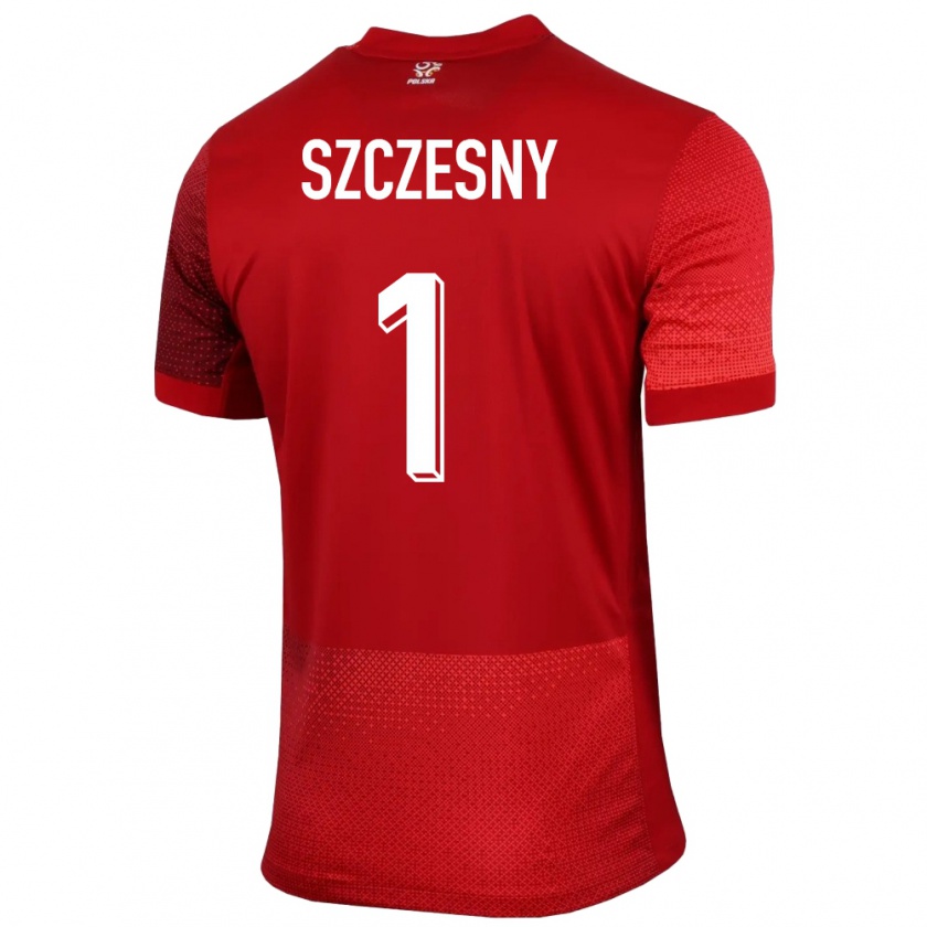 Kandiny Hombre Camiseta Polonia Wojciech Szczesny #1 Rojo 2ª Equipación 24-26 La Camisa Chile