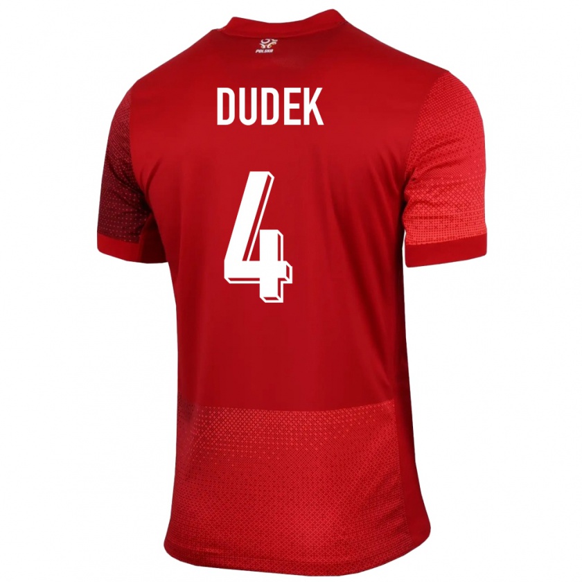 Kandiny Hombre Camiseta Polonia Paulina Dudek #4 Rojo 2ª Equipación 24-26 La Camisa Chile