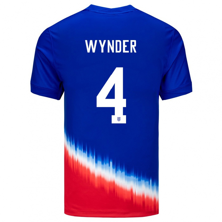 Kandiny Hombre Camiseta Estados Unidos Joshua Wynder #4 Azul 2ª Equipación 24-26 La Camisa Chile