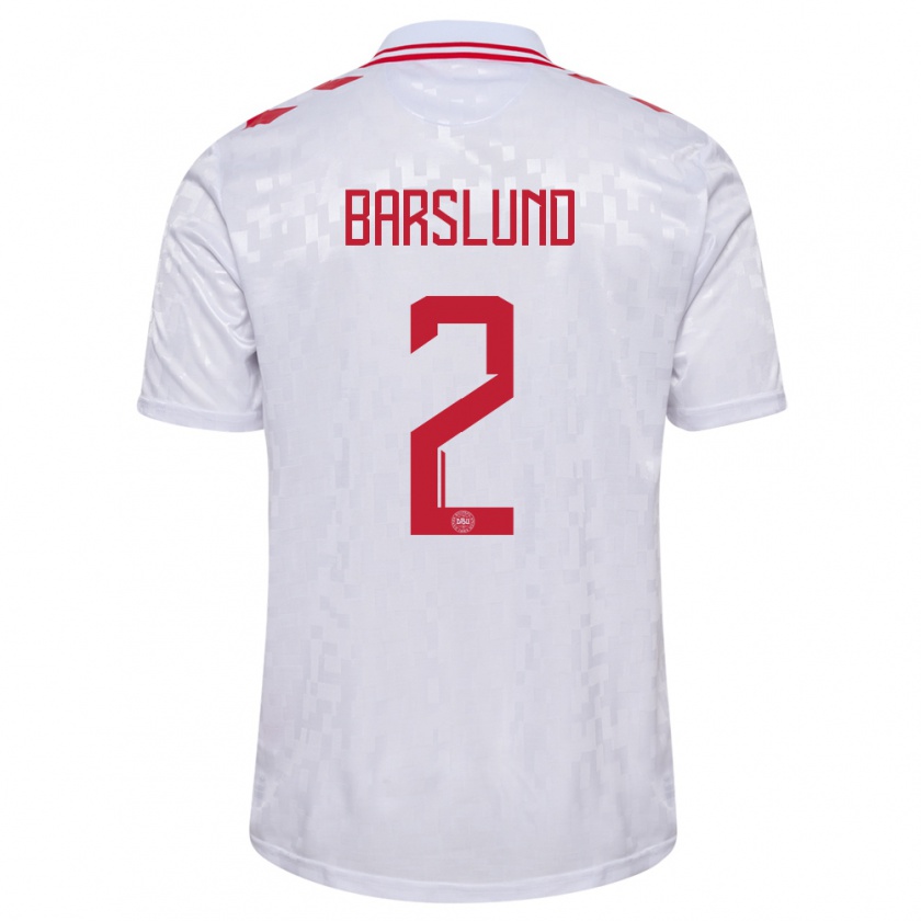 Kandiny Hombre Camiseta Dinamarca Kaare Barslund #2 Blanco 2ª Equipación 24-26 La Camisa Chile