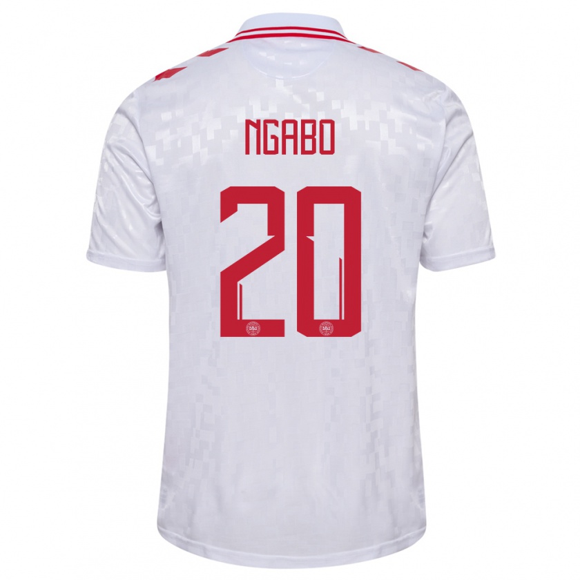 Kandiny Hombre Camiseta Dinamarca Sanders Ngabo #20 Blanco 2ª Equipación 24-26 La Camisa Chile