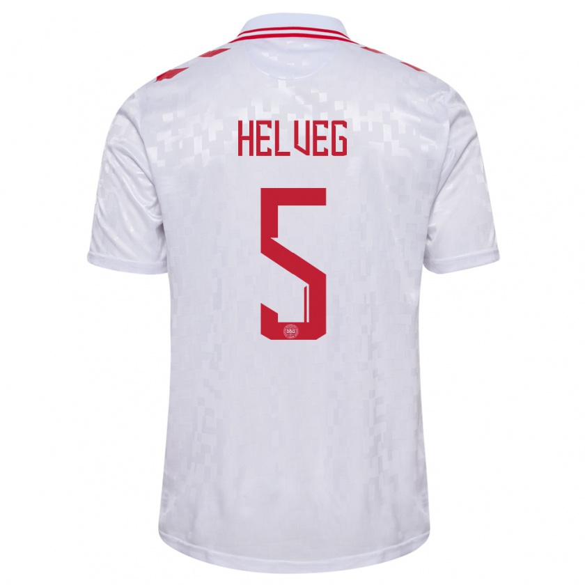 Kandiny Hombre Camiseta Dinamarca Richard Helveg #5 Blanco 2ª Equipación 24-26 La Camisa Chile