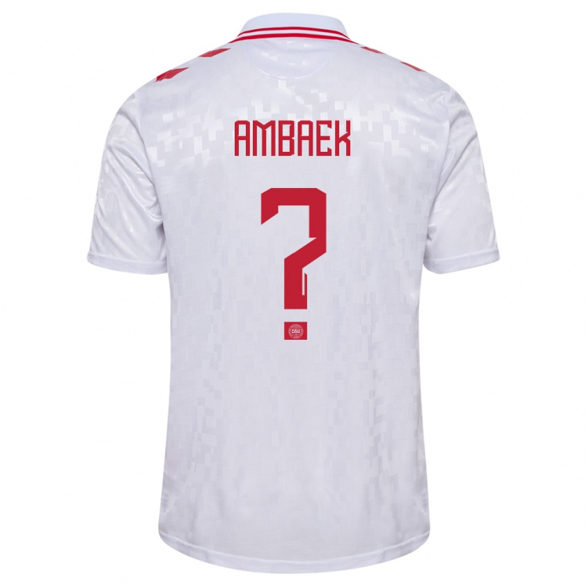 Kandiny Hombre Camiseta Dinamarca Jacob Ambaek #0 Blanco 2ª Equipación 24-26 La Camisa Chile