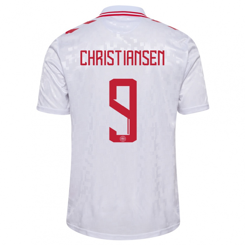 Kandiny Hombre Camiseta Dinamarca Nanna Christiansen #9 Blanco 2ª Equipación 24-26 La Camisa Chile