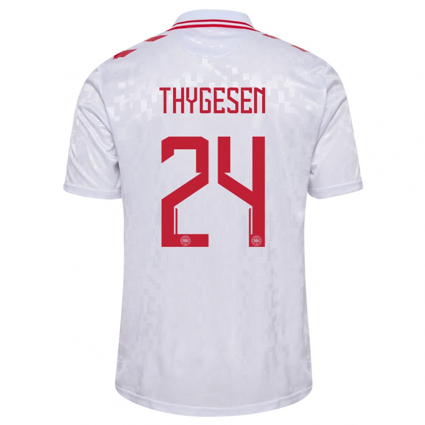 Kandiny Hombre Camiseta Dinamarca Sarah Thygesen #24 Blanco 2ª Equipación 24-26 La Camisa Chile