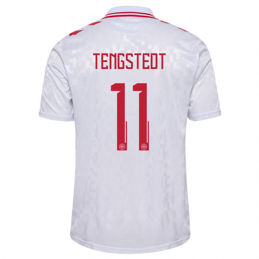Kandiny Hombre Camiseta Dinamarca Casper Tengstedt #11 Blanco 2ª Equipación 24-26 La Camisa Chile