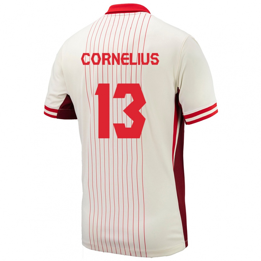 Kandiny Hombre Camiseta Canadá Derek Cornelius #13 Blanco 2ª Equipación 24-26 La Camisa Chile