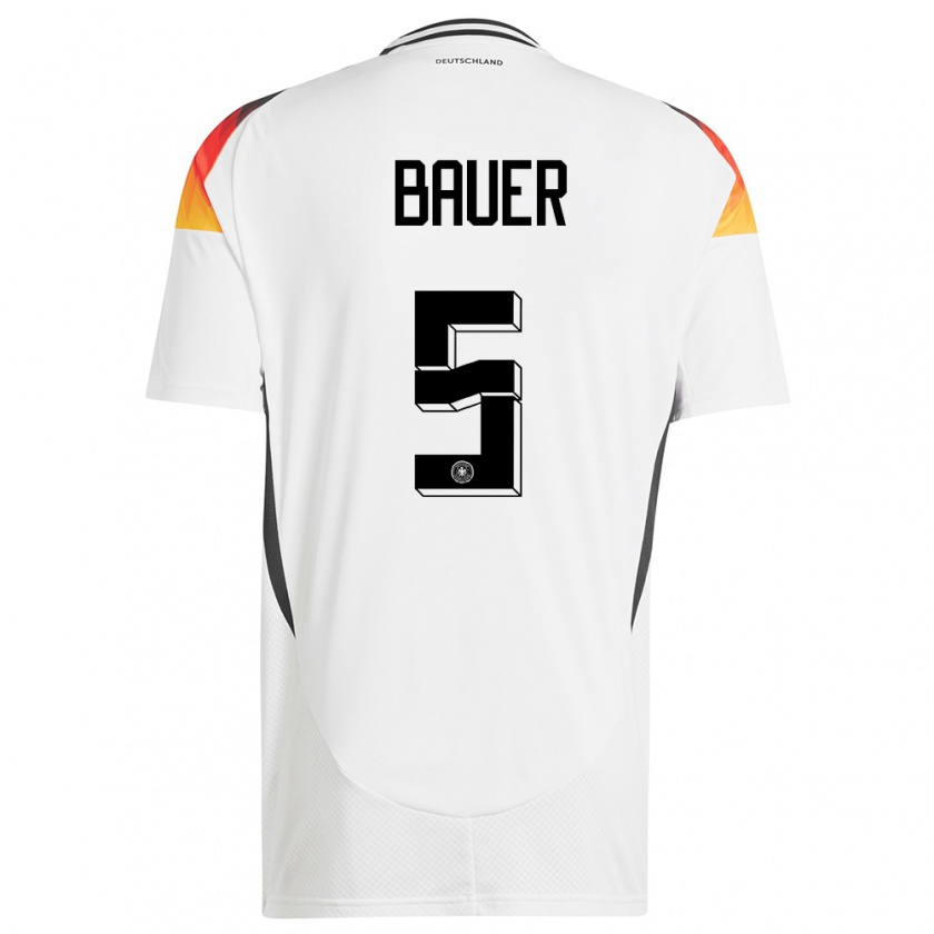 Kandiny Mujer Camiseta Alemania Maximilian Bauer #5 Blanco 1ª Equipación 24-26 La Camisa Chile