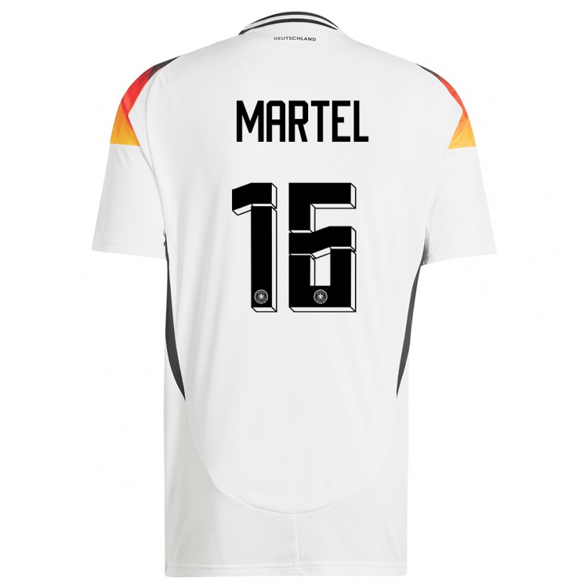 Kandiny Mujer Camiseta Alemania Eric Martel #16 Blanco 1ª Equipación 24-26 La Camisa Chile