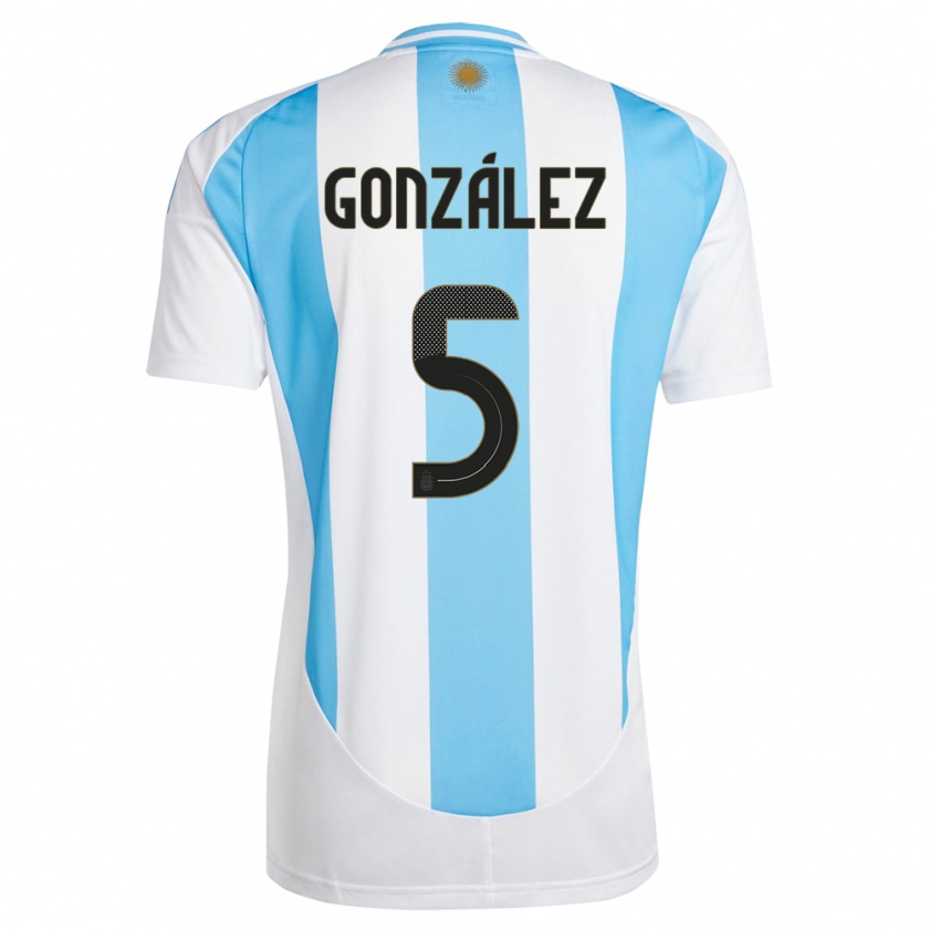 Kandiny Mujer Camiseta Argentina Maximiliano Gonzalez #5 Blanco Azul 1ª Equipación 24-26 La Camisa Chile