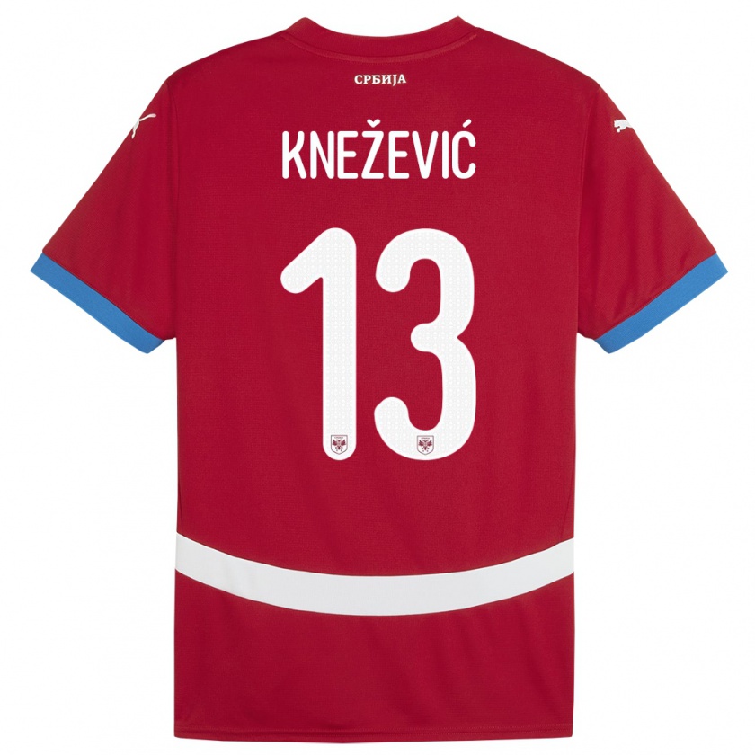 Kandiny Mujer Camiseta Serbia Milana Knezevic #13 Rojo 1ª Equipación 24-26 La Camisa Chile