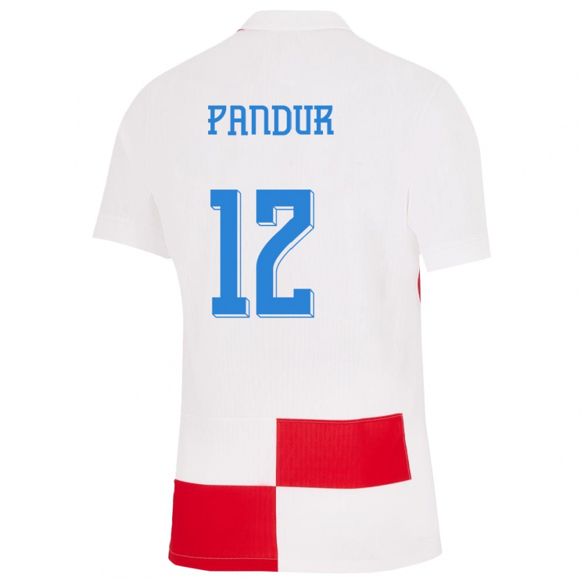 Kandiny Mujer Camiseta Croacia Ivor Pandur #12 Blanco Rojo 1ª Equipación 24-26 La Camisa Chile