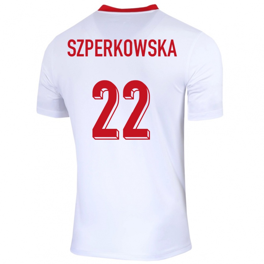 Kandiny Mujer Camiseta Polonia Oliwia Szperkowska #22 Blanco 1ª Equipación 24-26 La Camisa Chile