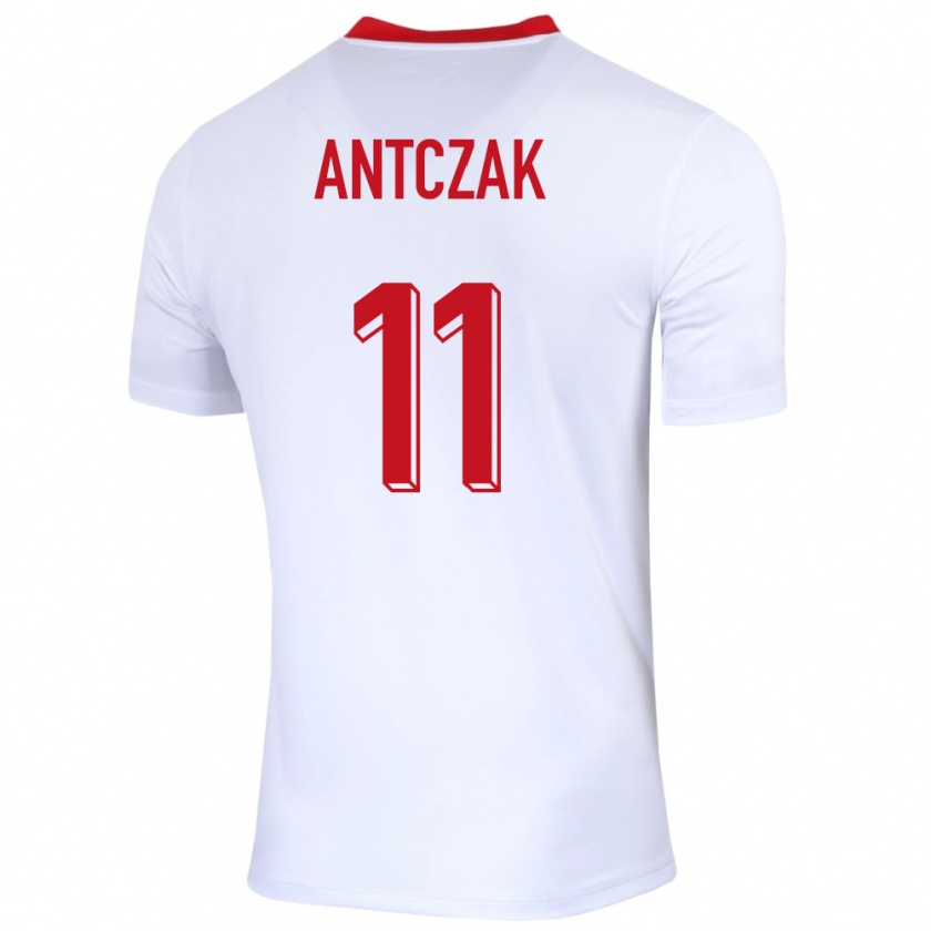 Kandiny Mujer Camiseta Polonia Jakub Antczak #11 Blanco 1ª Equipación 24-26 La Camisa Chile