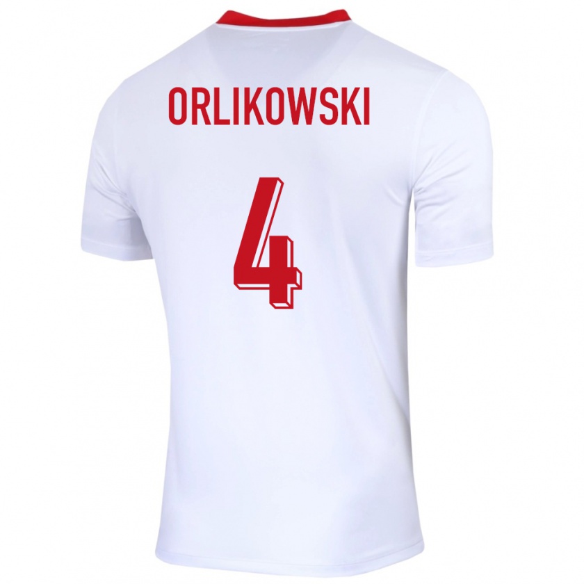 Kandiny Mujer Camiseta Polonia Igor Orlikowski #4 Blanco 1ª Equipación 24-26 La Camisa Chile
