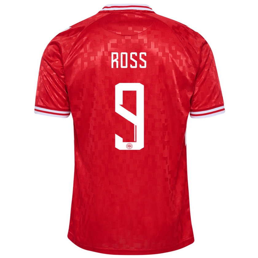 Kandiny Mujer Camiseta Dinamarca Oliver Ross #9 Rojo 1ª Equipación 24-26 La Camisa Chile