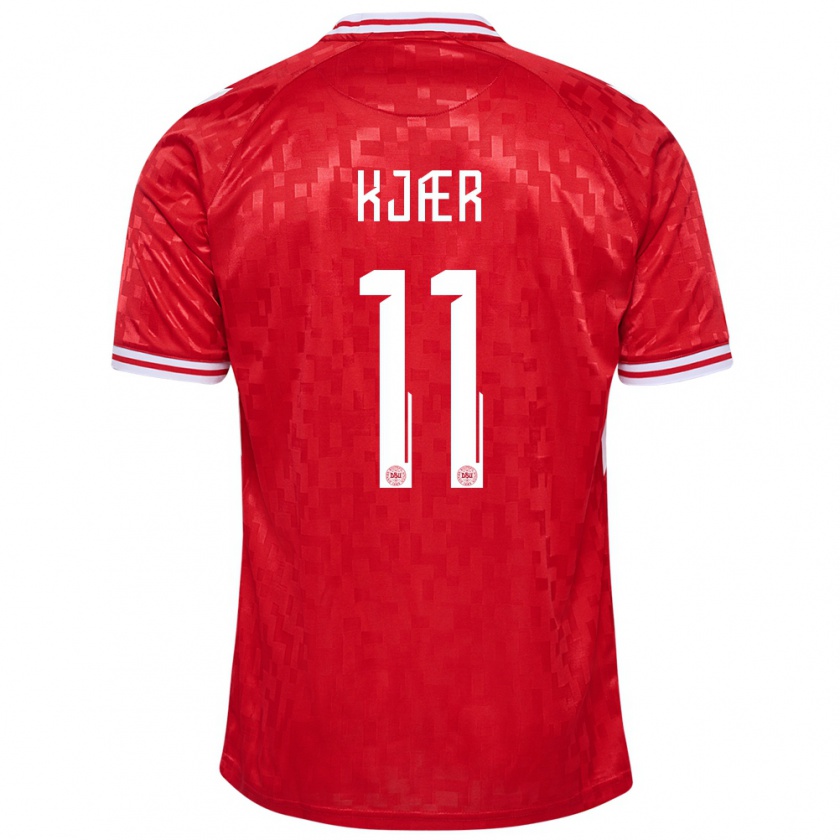 Kandiny Mujer Camiseta Dinamarca Jeppe Kjær #11 Rojo 1ª Equipación 24-26 La Camisa Chile